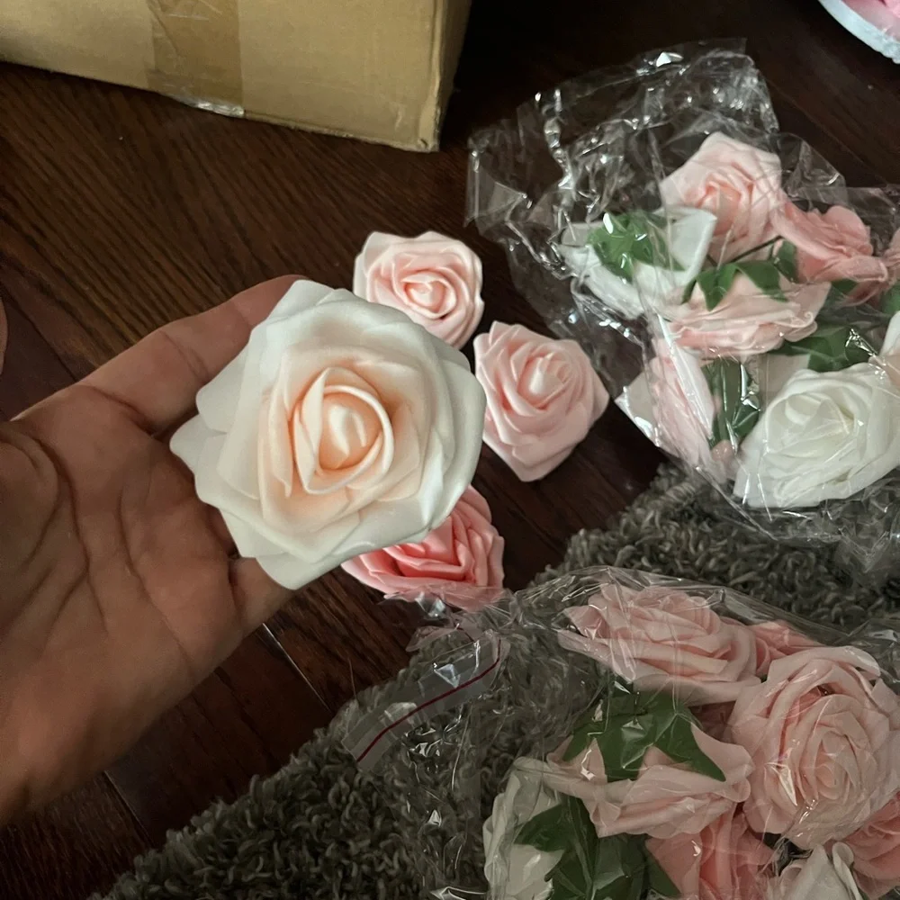 Artificial Pink and White Roses